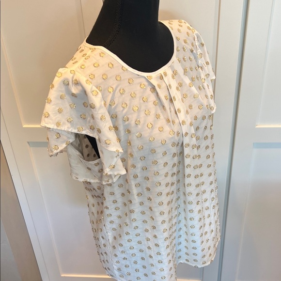 Anthropologie Amadi White and Gold Women's Blouse XS - Picture 9 of 9